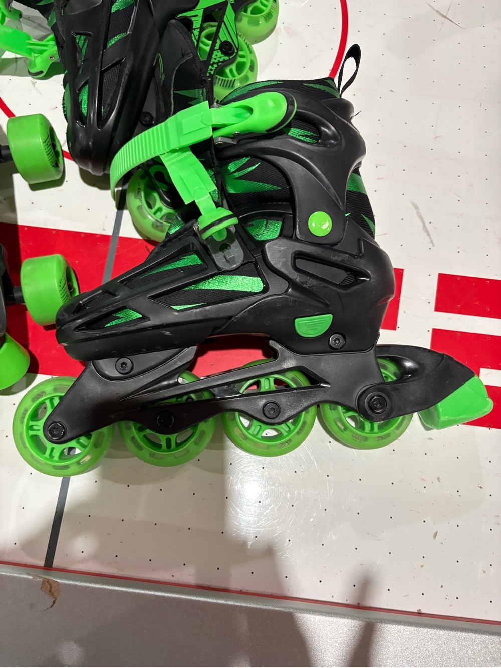 Kids Adjustable Inline Skates - Black & Neon Green